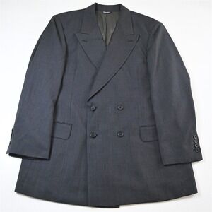 Vtg USA Made Double Breasted 44R Gray Dot Wool Mens Blazer Jacket Sport Coat